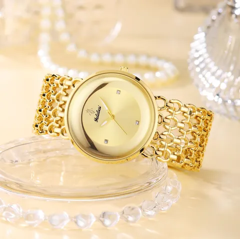 Reloj de Cuarzo de Lujo para Mujer con Correa de Metal Calada Vintage Esfera Redonda con Detalles de Strass Reloj de Moda