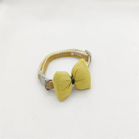 Cute Plaid Bowknot Pet Collar Adjustable Cute Cat Puppy Necklace Soft Polyester Pet Accessories For Daily Wear