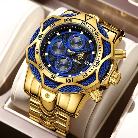 Hombres Lujo Reloj Cuarzo Grande Impermeable Cristal Zafiro Acero Inoxidable Negocios Casual Reloj