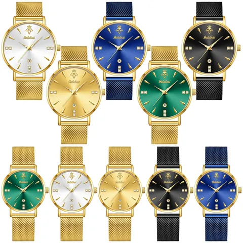 Reloj de Cuarzo Minimalista Correa de Malla de Acero Inoxidable Impermeable Calendario Reloj de Pulsera Moda Negocios Pareja Casual Reloj