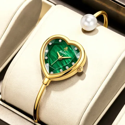 Mujer Reloj de Cuarzo Esfera en Forma de Corazón Perla Artificial Reloj Pulsera Aleación Moda Casual Reloj de Pulsera Regalo