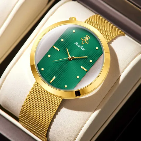 Reloj de Cuarzo de Moda para Mujer Esfera Hueca Caja de Aleación Correa de Malla Milanés Reloj de Pulsera Casual de Lujo