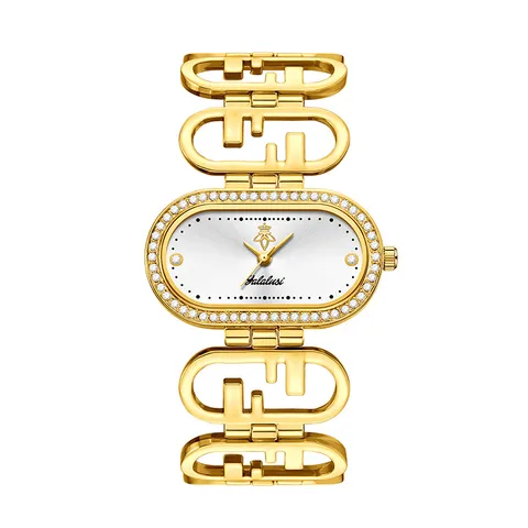 Reloj de Cuarzo de Lujo para Mujer Esfera Ovalada de Strass Pulsera de Aleación Reloj Impermeable Moda Joyería Casual Regalo