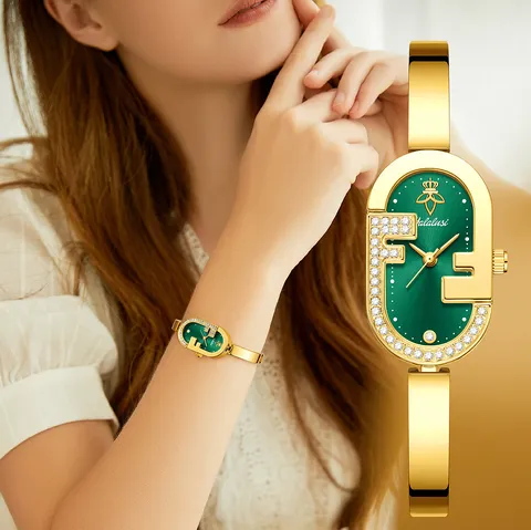 Reloj de Cuarzo para Mujer Retro Esfera Ovalada Pequeña Diamante de Imitación Correa Delgada de Aleación Reloj Elegante de Vestir