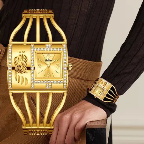 Reloj de Cuarzo para Mujer Correa de Jaula de Aleación Esfera Cuadrada de Strass Reloj de Pulsera Moda Casual Joyería de Dama
