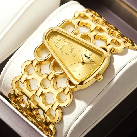 Dames Quartz Horloge Luxe Geometrische Ketting Band Polshorloge Waterdicht Kleine Wijzerplaat Mode Analog Horloge Voor Dames