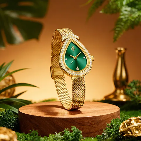 Reloj de Cuarzo de Estrass Gota de Agua de Lujo Mujeres Oro Plata Correa de Malla Impermeable Elegante Reloj de Pulsera Joyería