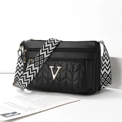 Women PU Leather Shoulder Bag Vintage Casual Crossbody Bag Multi Layer Zipper Tote Bag Large Capacity Handbag