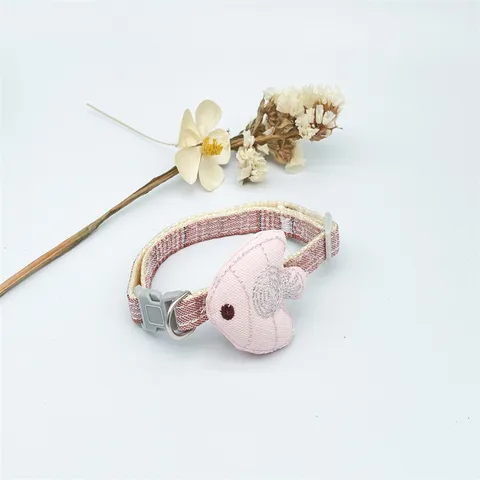 Cute Plaid Cartoon Fish Pet Collar Soft Polyester Adjustable Neck Strap For Cats And Small Dogs Daily Walking Pet Accessories