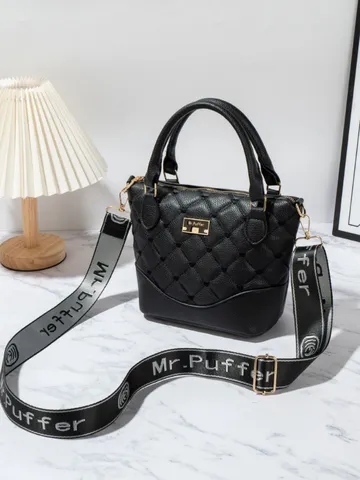 Women Fashion Handbag PU Leather Quilted Shoulder Bag Large Capacity Crossbody Bag Casual Tote Bag Daily Travel Purse