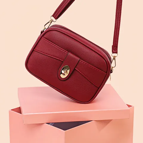 Minimalist PU Leather Crossbody Bag For Women Solid Color Small Square Bag Fashion Messenger Bag Casual Shoulder Bag