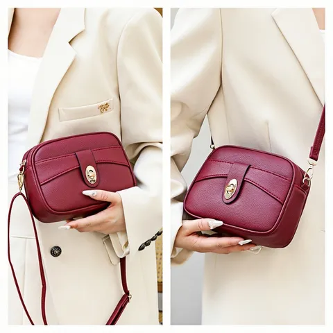 Minimalist PU Leather Crossbody Bag For Women Solid Color Small Square Bag Fashion Messenger Bag Casual Shoulder Bag