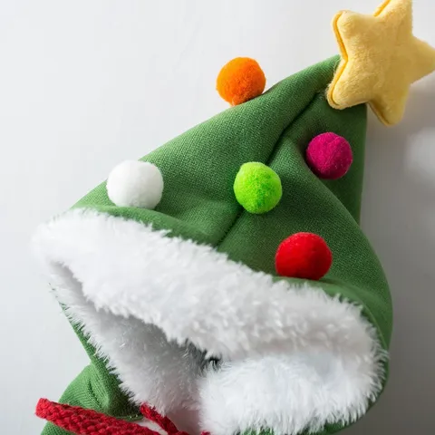Pet Christmas Cloak Cat Dog Cape Christmas Tree Costume With Star And Colorful Pom Poms Holiday Party Festive Apparel