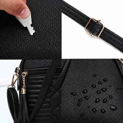 Womens PU Leather Underarm Bag Retro Fashion Quilted Shoulder Bag Tassel Crossbody Bag Daily Commuting Handbag
