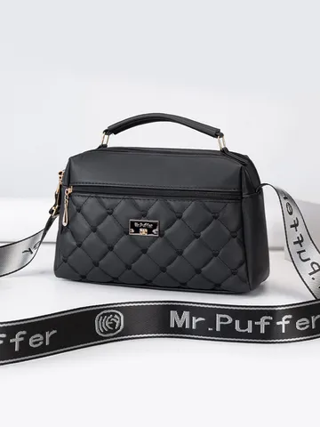 Women Quilted Shoulder Bag Large Capacity PU Leather Crossbody Bag Casual Top Handle Commuter Handbag For Ladies