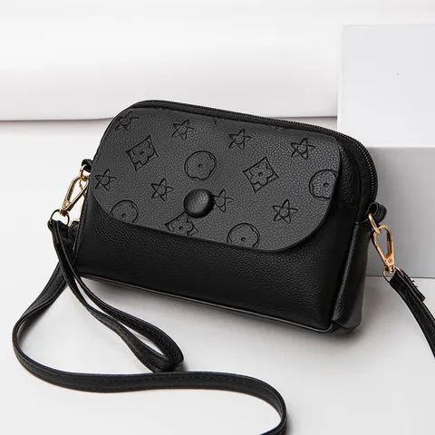 Women PU Leather Mini Crossbody Bag Embossed Floral Chain Shoulder Bag Trendy Casual Handbag Female Purse