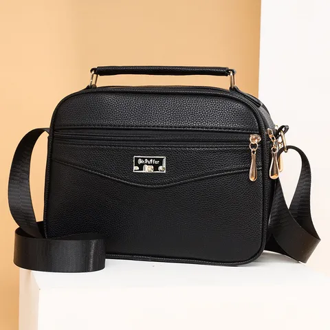 Large Capacity PU Leather Crossbody Bag For Women Casual Solid Color Zipper Handbag Fashion Shoulder Bag