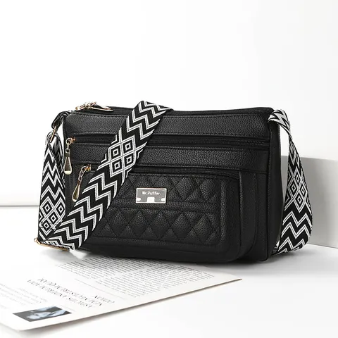 Women's Fashion Quilted PU Leather Crossbody Bag Casual Versatile Single Shoulder Messenger Bag