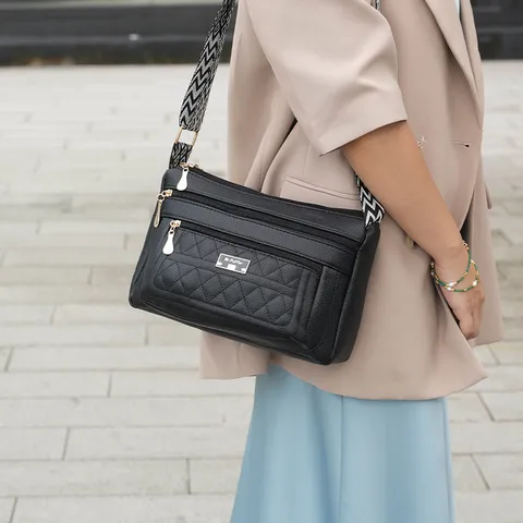 Women's Fashion Quilted PU Leather Crossbody Bag Casual Versatile Single Shoulder Messenger Bag