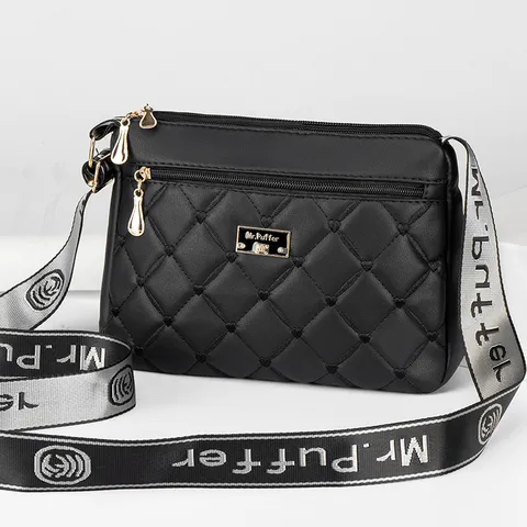 Women Fashion PU Leather Shoulder Bag Quilted Underarm Bag Large Capacity Geometric Crossbody Bag Chain Handbag