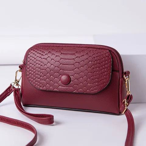 Damen PU-Leder Mini Umhängetasche Schlangenmuster Muscheltasche Modische Lässige Schulter Handytasche
