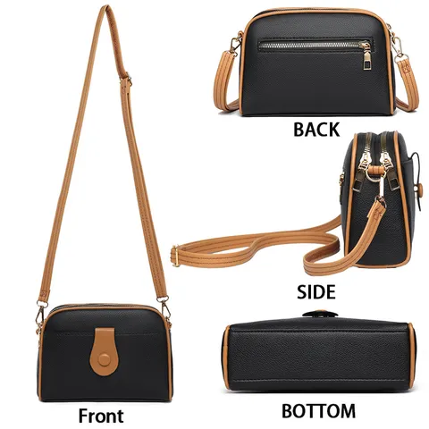 Women Fashion PU Leather Crossbody Bag Small Square Shell Bag Casual Solid Color Shoulder Bag Daily Handbag