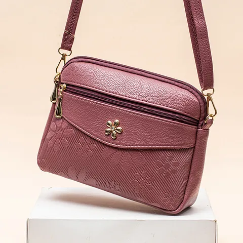 Women Large Capacity Waterproof PU Leather Shoulder Bag Floral Print Crossbody Messenger Bag Daily Handbag