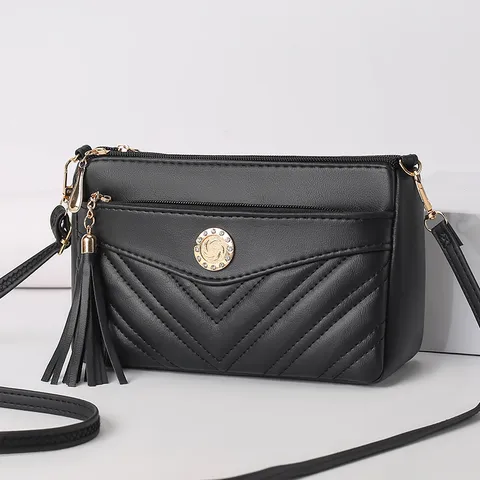 Women Fashion Soft PU Leather Shoulder Crossbody Bag Multi-Layer Small Square Bag Casual Daily Handbag
