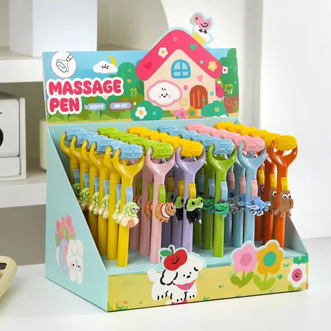 Süßer Cartoon Druckbleistift Mit Massage-Roller Harz Tier Anhänger Kreative Schüler Schreibwaren