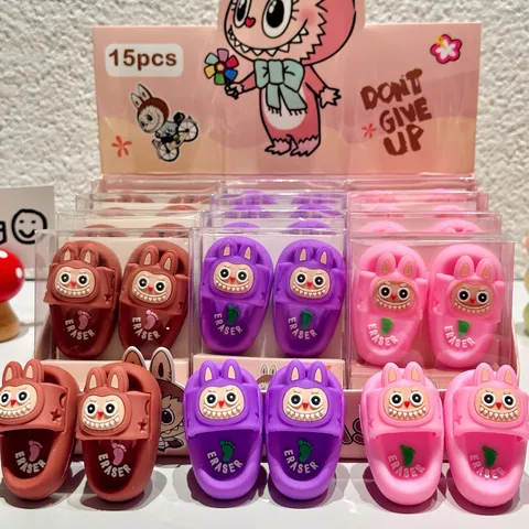 Kreatives Cartoon Hausschuh Radiergummi Set Mini Schuhform Gummi Radiergummis Süßes Schüler Schreibwaren Geschenkbox