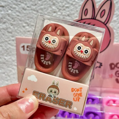 Kreatives Cartoon Hausschuh Radiergummi Set Mini Schuhform Gummi Radiergummis Süßes Schüler Schreibwaren Geschenkbox