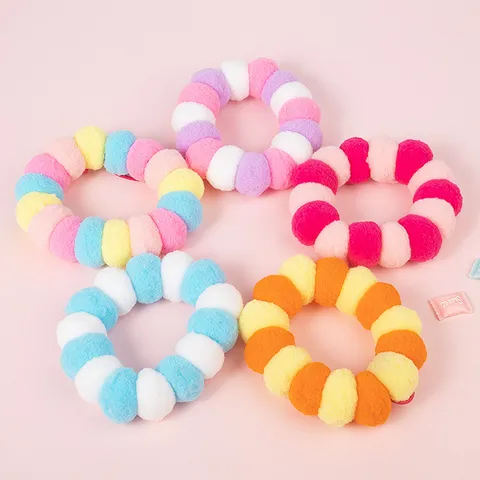 Soft Plush Pet Recovery Collar Cute Colorful Pom Pom Elizabethan Cone Anti-Lick Neck Ring For Cats Dogs