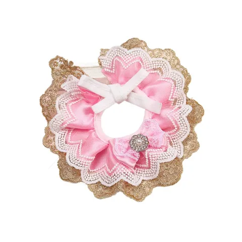 Cute Lace Pet Bib Cat Collar With Bowknot Artificial Pearl Adjustable Princess Style Dog Neckwear Pet Accessories