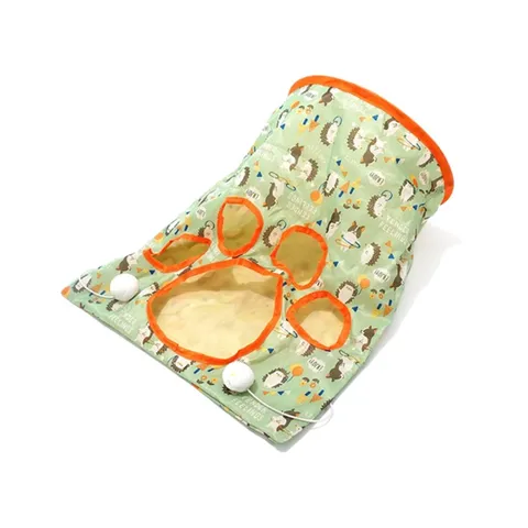 Cat Tunnel Toy PVC Folding Cat Drill Bag Interactive Play Pet Toy with Crinkle Paper Hanging Ball