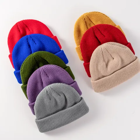 Unisex Winter Warm Knit Beanie Hat Solid Color Hip Hop Skull Cap Acrylic Fashion Accessory For Men Women Daily Outdoor Wear