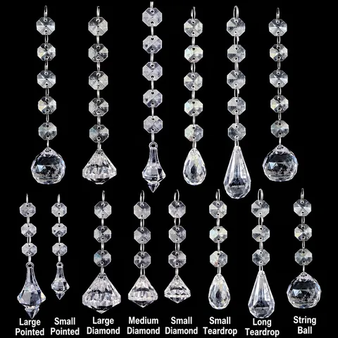 Acrylic Crystal Octagonal Bead Strings Pendant Christmas Decoration Lighting Hanging Ornaments Table Centerpiece