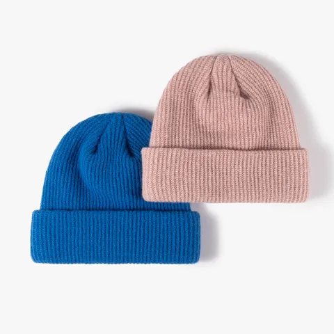 Winter Warm Knit Beanie Hat For Women Men Solid Color Ribbed Cuffed Skull Cap Casual Fashion Daily Headwear