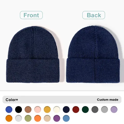 Unisex Winter Warm Knit Beanie Hat Minimalist Cuffed Soft Acrylic Thermal Ski Cap Outdoor Solid Color Slouchy Cap
