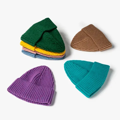Unisex Winter Solid Color Knit Beanie Hat Cashmere Cotton Warm Slouchy Skull Cap Fashion Casual Outdoor Cold Weather Headwear