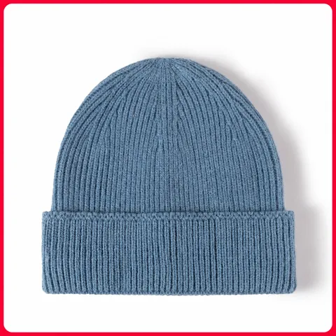 Winter Warm Knit Hat For Women Men Casual Solid Color Ribbed Roll-up Beanie Cold Weather Outdoor Ski Cap Fashion Headwear