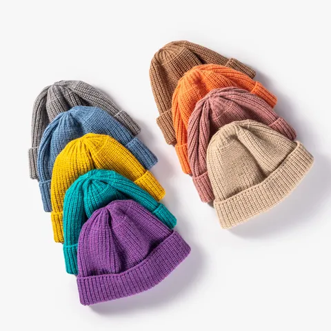 Winter Warm Cashmere Blend Beanie Hat Solid Color Knit Skully Casual Unisex Soft Stretch Ski Cap Winter Headwear
