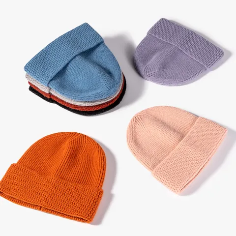 Winter Warm Knitted Beanie Hat For Men Women Casual Solid Color Rolled Cuff Soft Thick Woolen Skull Cap Fashion Headwear