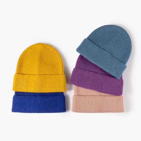 Winter Warm Knit Hat For Women Men Casual Solid Color Ribbed Roll-up Beanie Cold Weather Outdoor Ski Cap Fashion Headwear