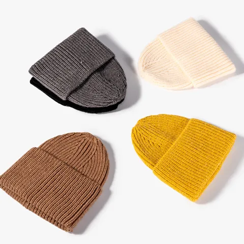 Unisex Winter Warm Knit Beanie Solid Color Soft Stretchy Casual Cuffless Slouchy Skull Cap Fashion Outdoor Ski Hat