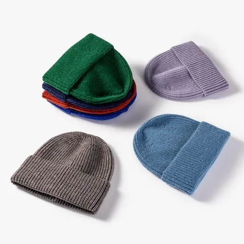 Winter Warm Knit Hat For Men Women Cashmere Blend Solid Color Cuffless Beanie Keep Warm Outdoor Ski Cap