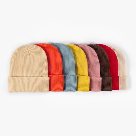 Winter Warm Knit Beanie Hat For Women Men Solid Color Acrylic Roll Edge Thermal Cap Unisex Fashion Accessories