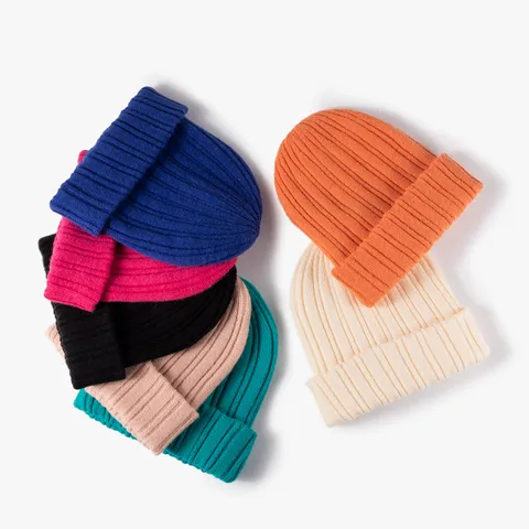 Winter Warm Knit Beanie Hat For Women Men Soft Cashmere Feel Solid Color Ribbed Cuff Skull Cap Casual Daily Wear