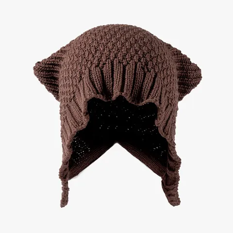 Women Autumn Winter Hollow Out Knit Beanie Hat Casual Pure Cotton Warm Slouchy Skull Cap Daily Fashion Headwear