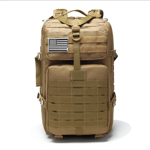 Taktischer Rucksack Große Kapazität Oxford Gewebe Outdoor Wanderrucksack Mit MOLLE System Und Flaggenaufnäher Für Herren Damen