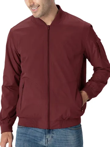 Heren Casual Bomberjack Effen Kleur Ruime Pasvorm Pilotenjack Met Utility Zak Rits Voorzijde Workwear Outdoor Jas